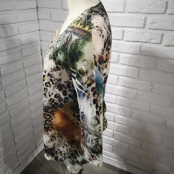 Dress Barn Ladies Multi Colored Animal Print Size XL V-neck Tunic Top - Picture 4 of 11